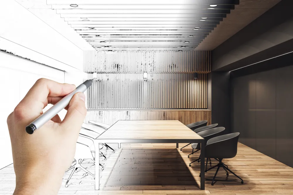 Modern,Hand,Drawn,Meeting,Room,Interior,Sketch,With,Furniture.,Engineering