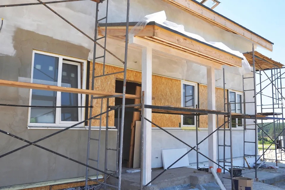 House,Entrance,Under,Painting,,Plastering,And,Constuction,Outdoor.