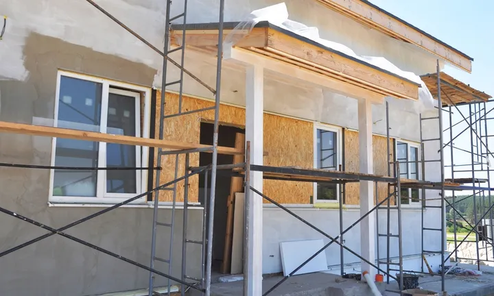 House,Entrance,Under,Painting,,Plastering,And,Constuction,Outdoor.