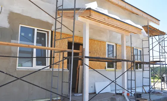 House,Entrance,Under,Painting,,Plastering,And,Constuction,Outdoor.