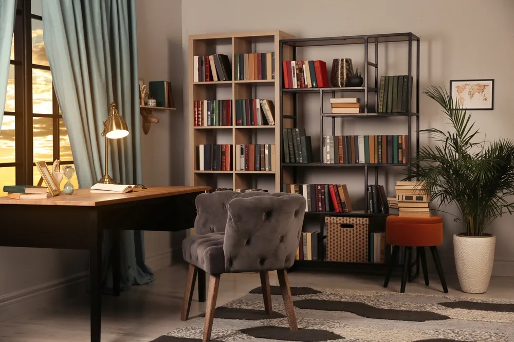 Cozy,Home,Library,Interior,With,Collection,Of,Different,Books,On