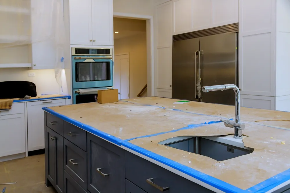 Renovation,Work,Is,In,Progress,In,Modern,Kitchen,Featuring,Exposed