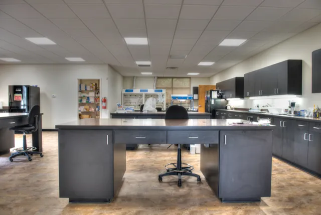 Remodeled work room inside a Fort Worth medical facility